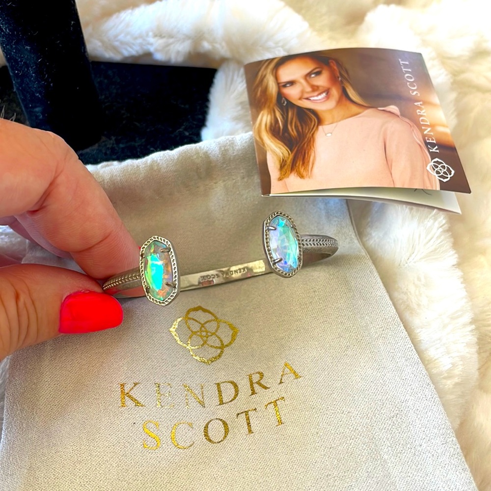 Kendra Scott Elton silver tone with  Dichroic glass bracelet
